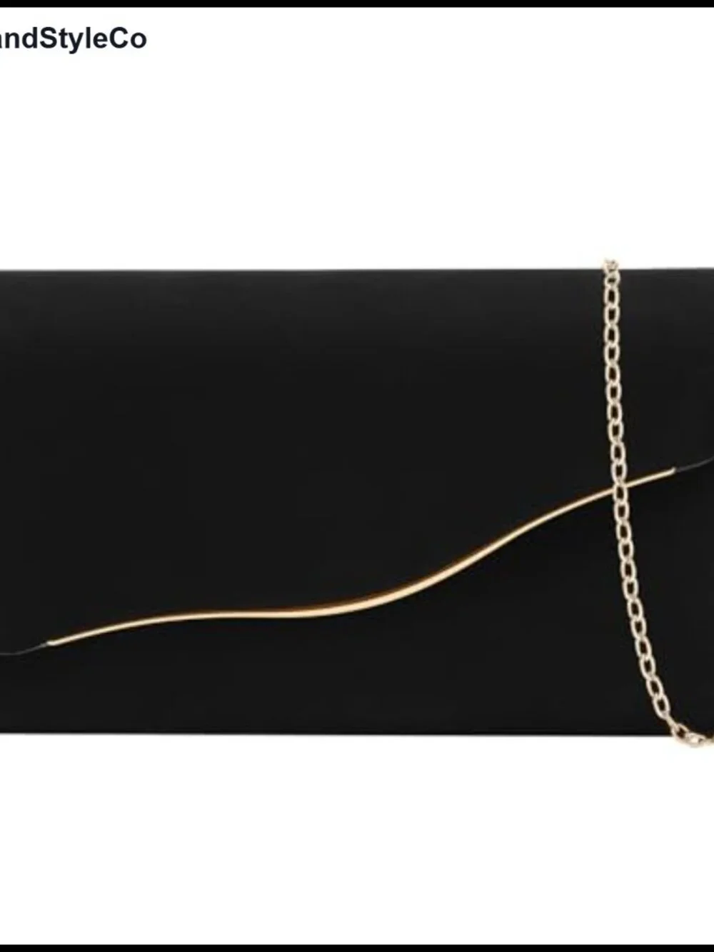 Faux Suede Evening Clutch Purse with Detachable Gold Chain